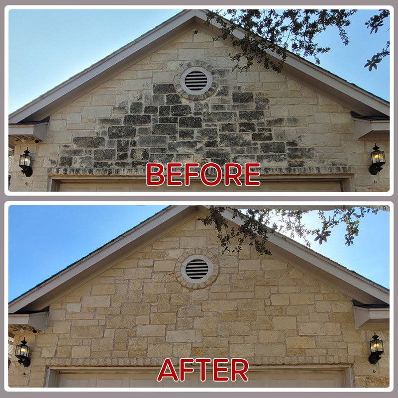 Side-by-side before and after stone sealing comparison